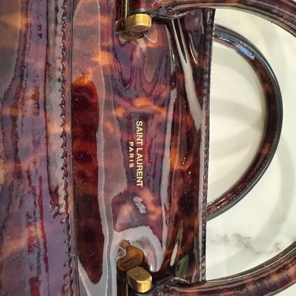 SAINT LAURENT DUFFLE BAG Patent Leather Tortoise Shell - Picture 8 of 10